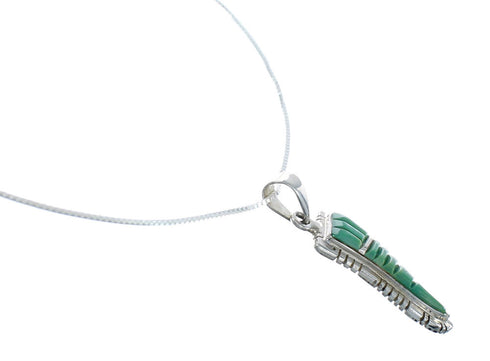 Southwest Turquoise Inlay Sterling Silver Box Chain Necklace Set JX129083
